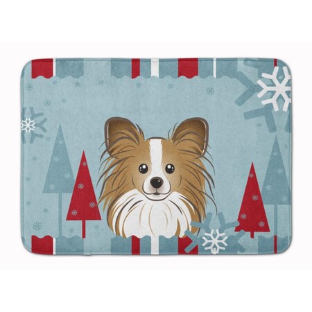 Carolines Treasures Winter Holiday Papillon Machine Washable Memory Foam Mat BB1744RUG